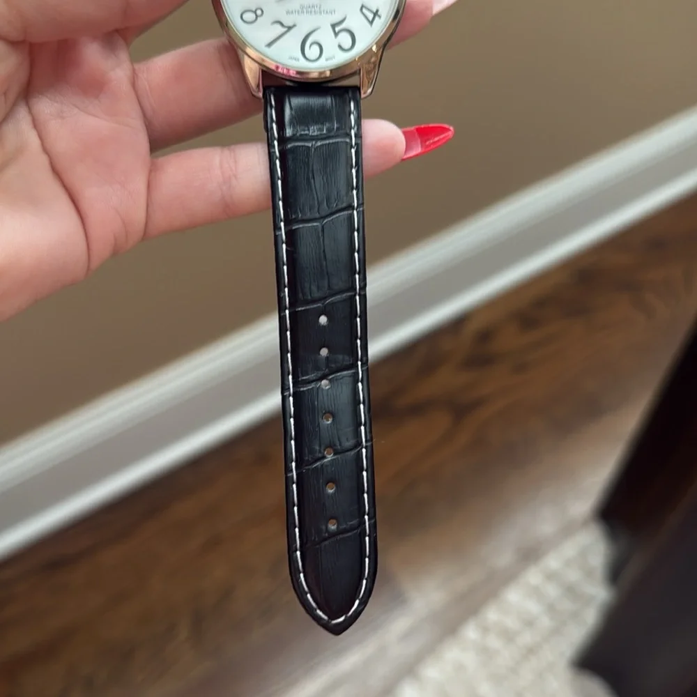 Geneva G-85 Stainless Steel Crock look strap Watch